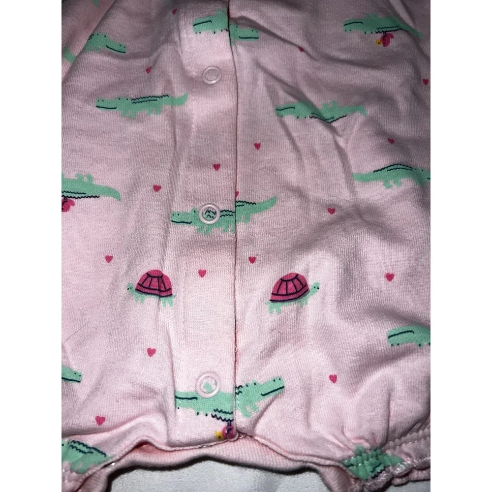NWT Carter's Baby Girl Alligator Turtle Pink Romper One Piece 9 Months